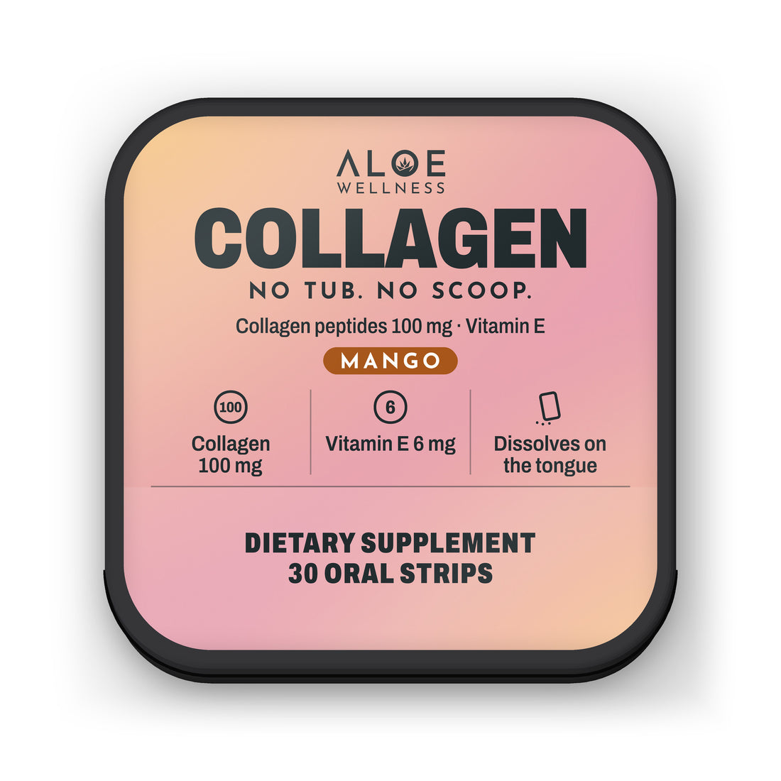 Collagen Strips by ALOE Wellness, tin front