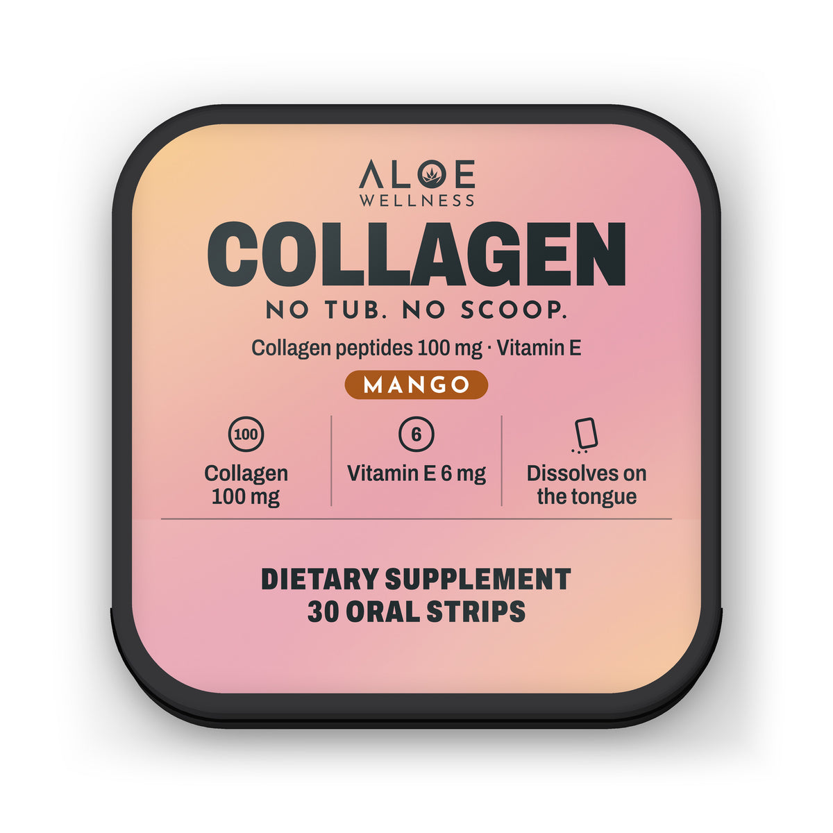 Collagen Strips by ALOE Wellness, tin front