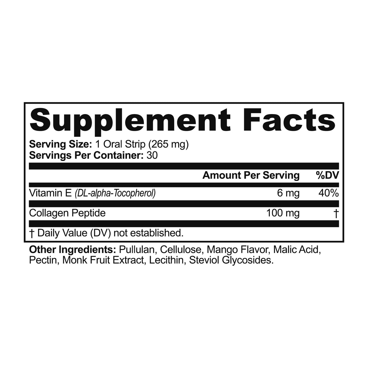 Collagen Strips Supplement Facts