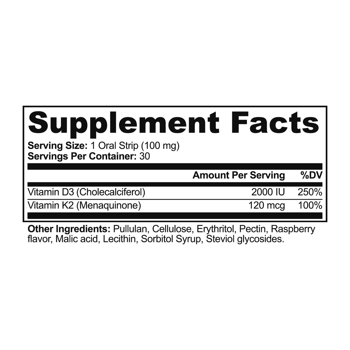 Bone Strips Supplement Facts
