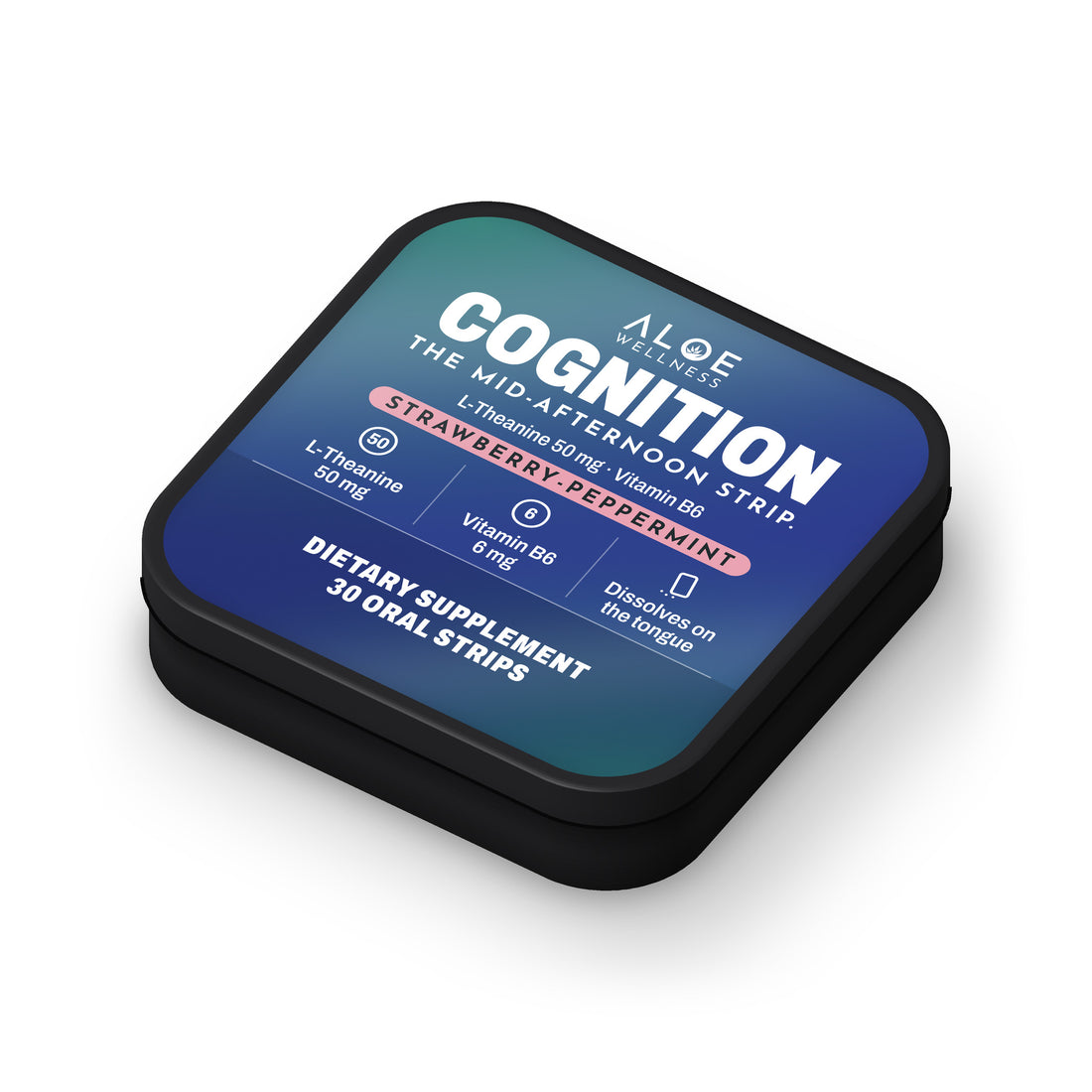 Cognition Strips by ALOE Wellness, tin front