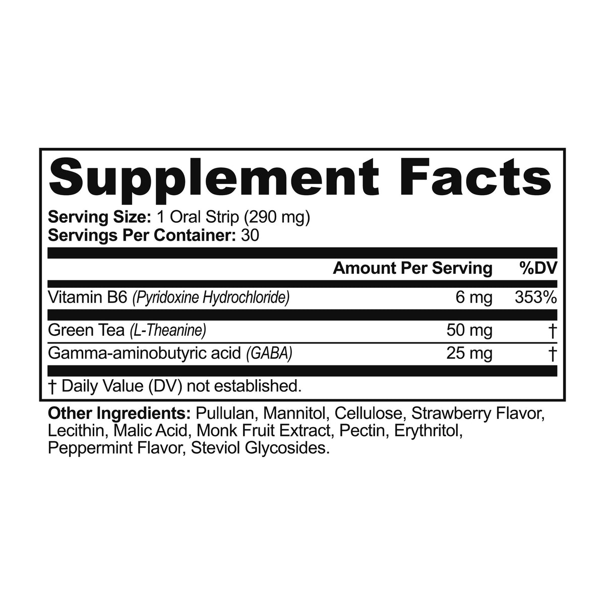 Cognition Strips Supplement Facts