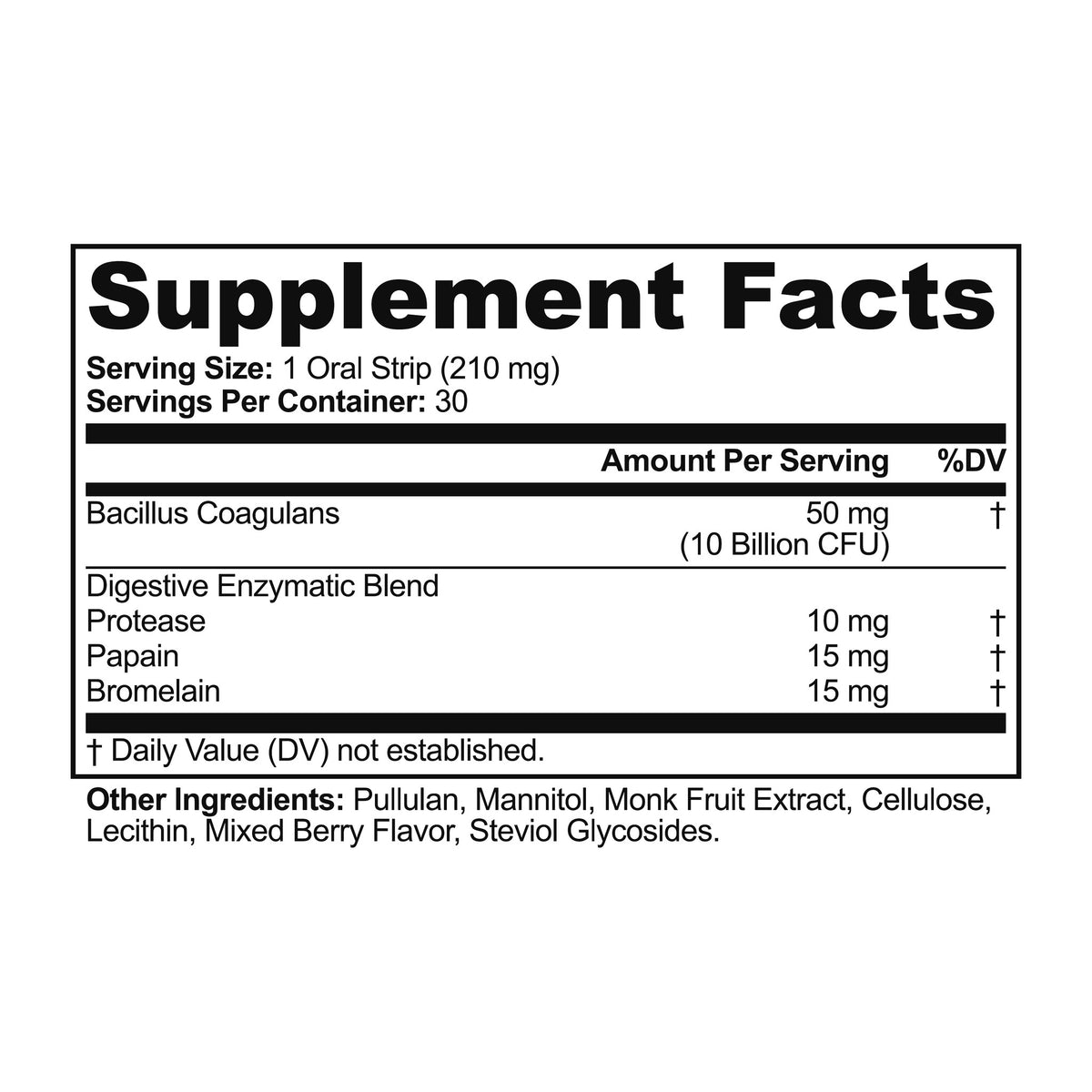 Digest Strips Supplement Facts