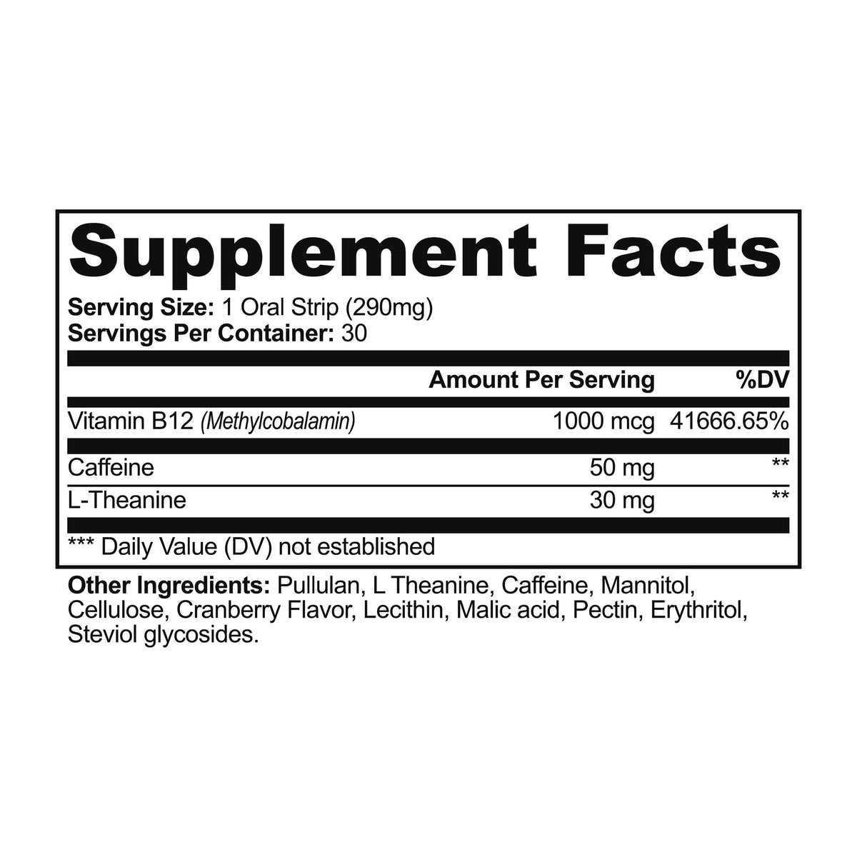 Energy Strips Supplement Facts