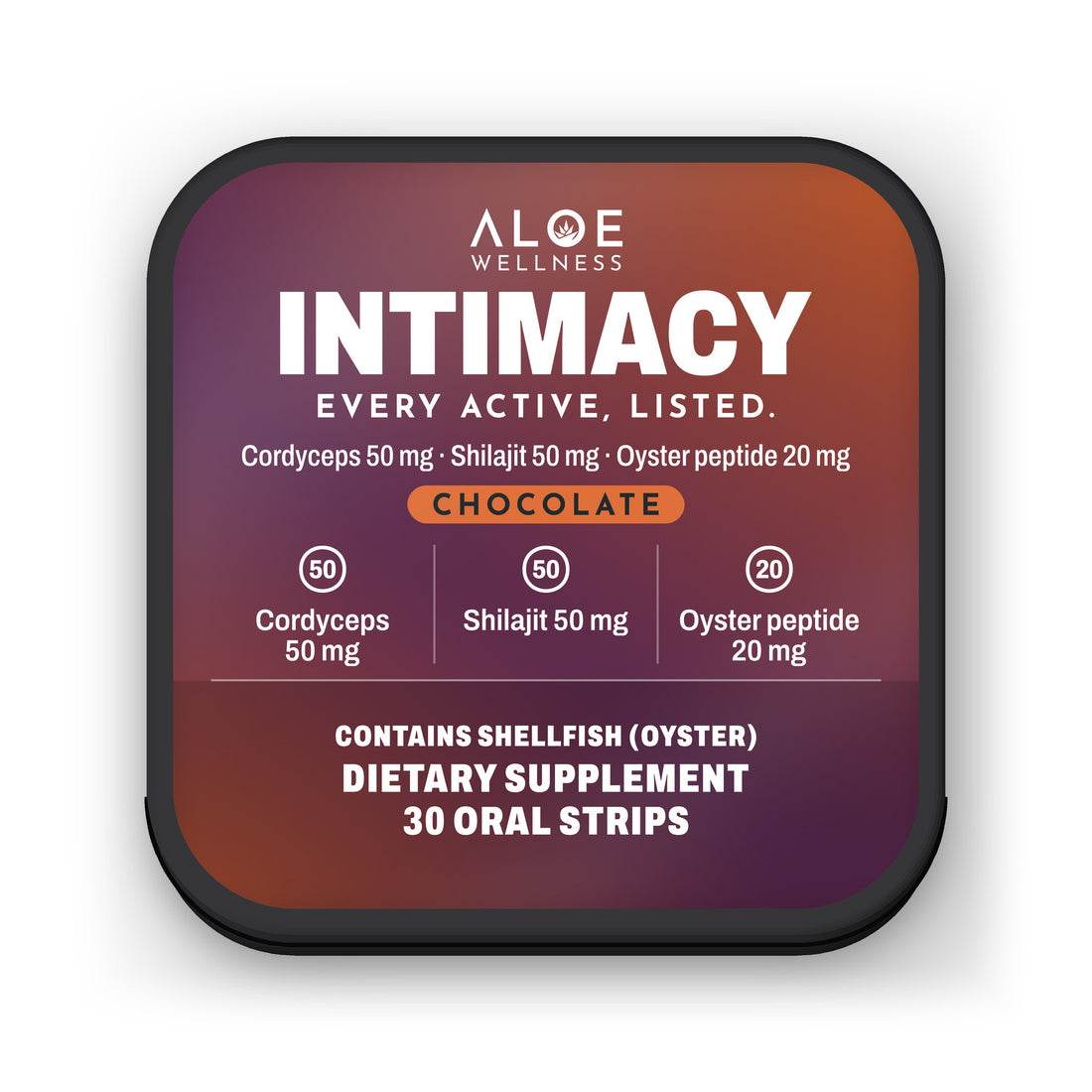Intimacy Strips by ALOE Wellness, tin front