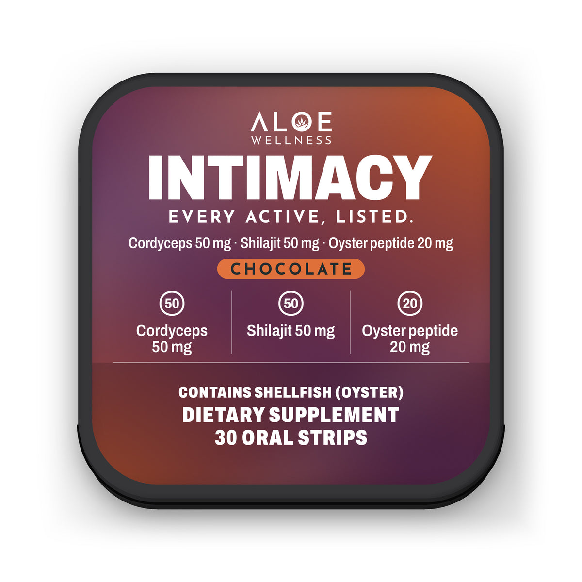 Intimacy Strips by ALOE Wellness, tin front