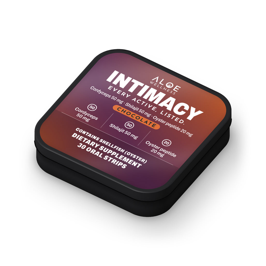 Intimacy Strips by ALOE Wellness, tin front