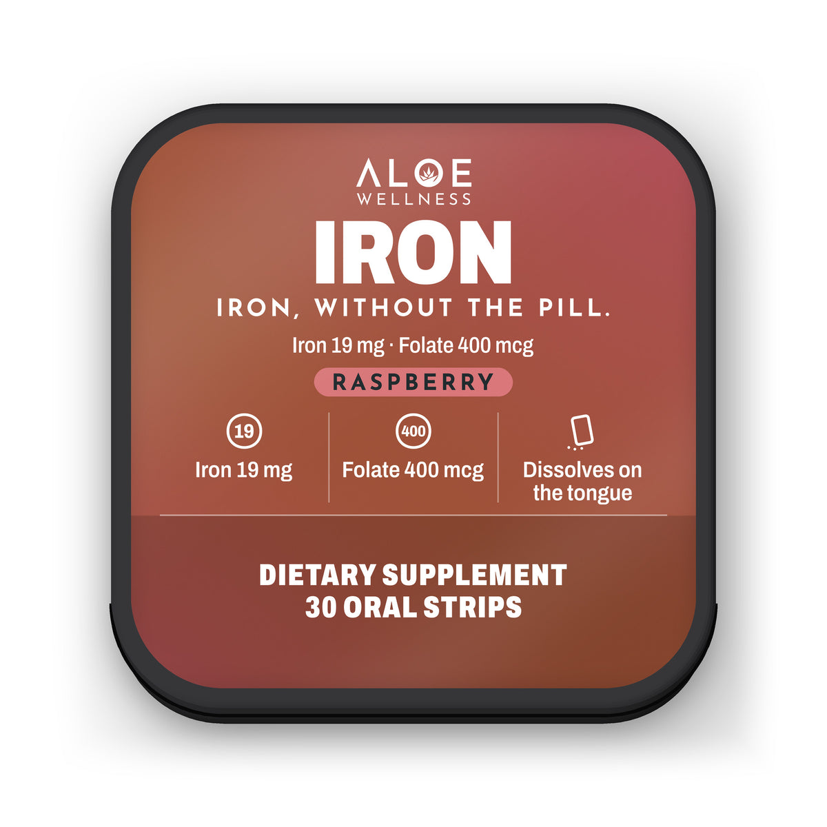 Iron Strips by ALOE Wellness, tin front
