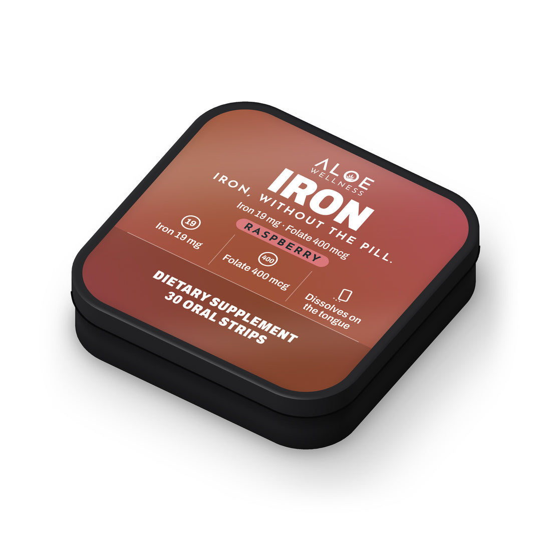 Iron Strips by ALOE Wellness, tin front