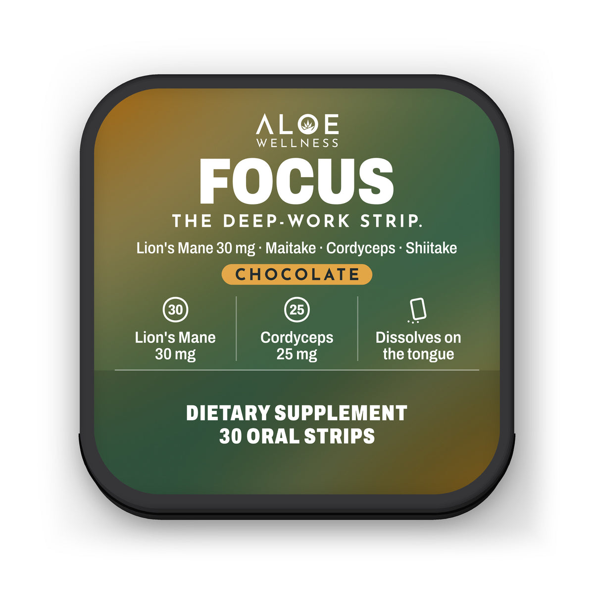 Focus Strips by ALOE Wellness, tin front