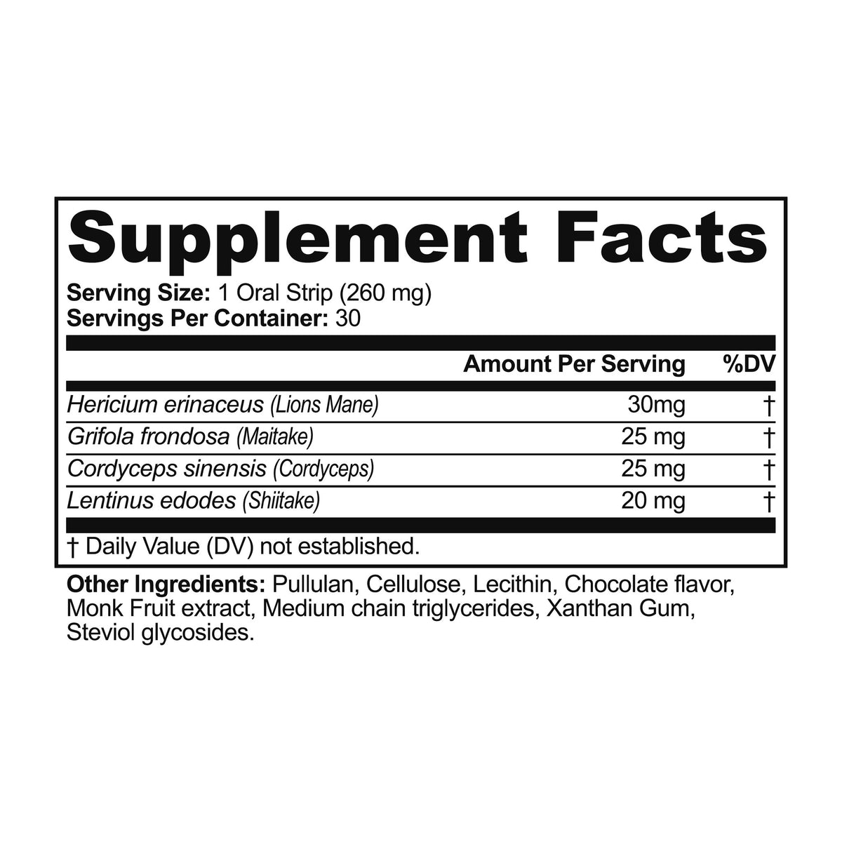 Focus Strips Supplement Facts