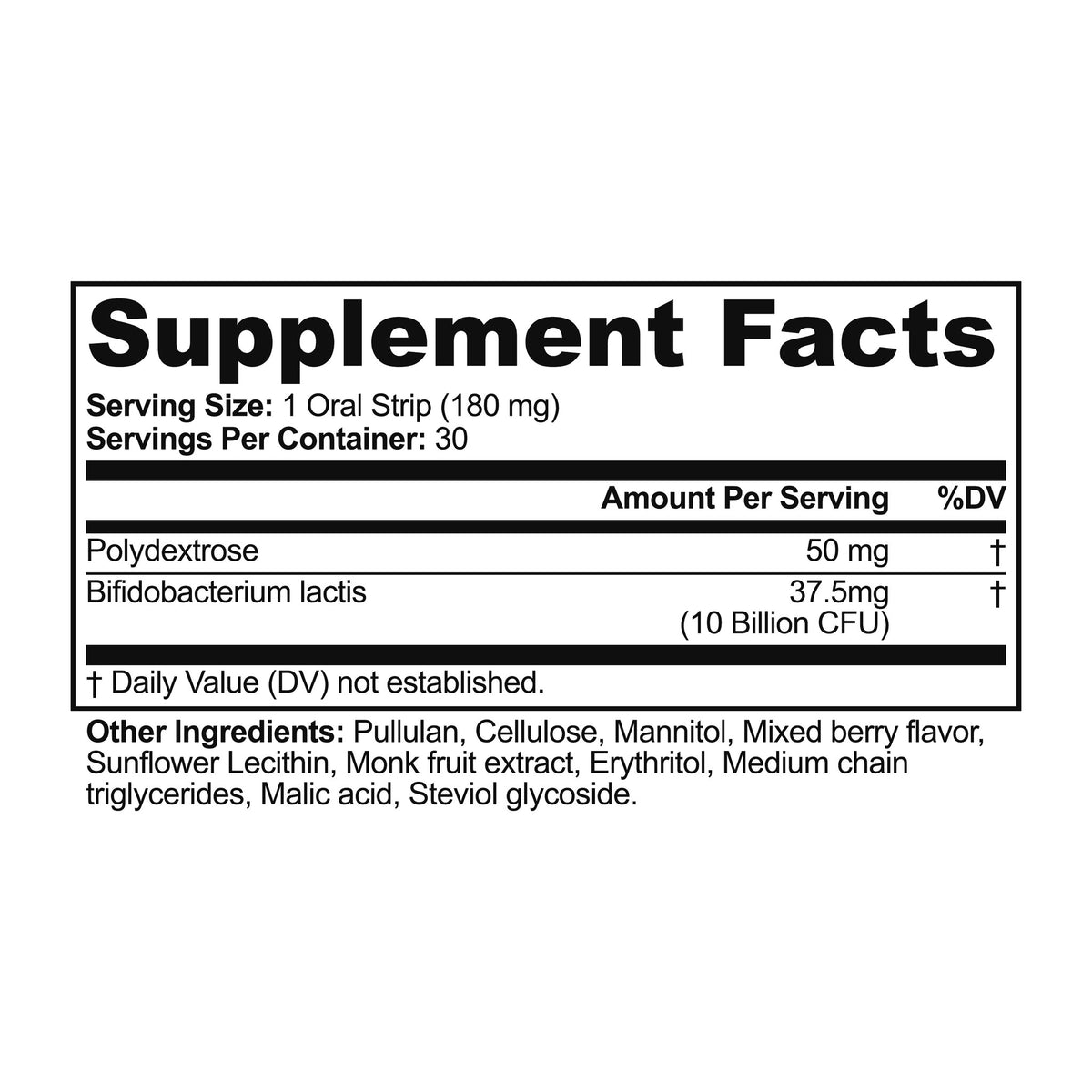 Probiotic Strips Supplement Facts
