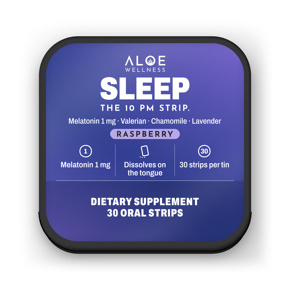 Sleep Strips by ALOE Wellness, tin front