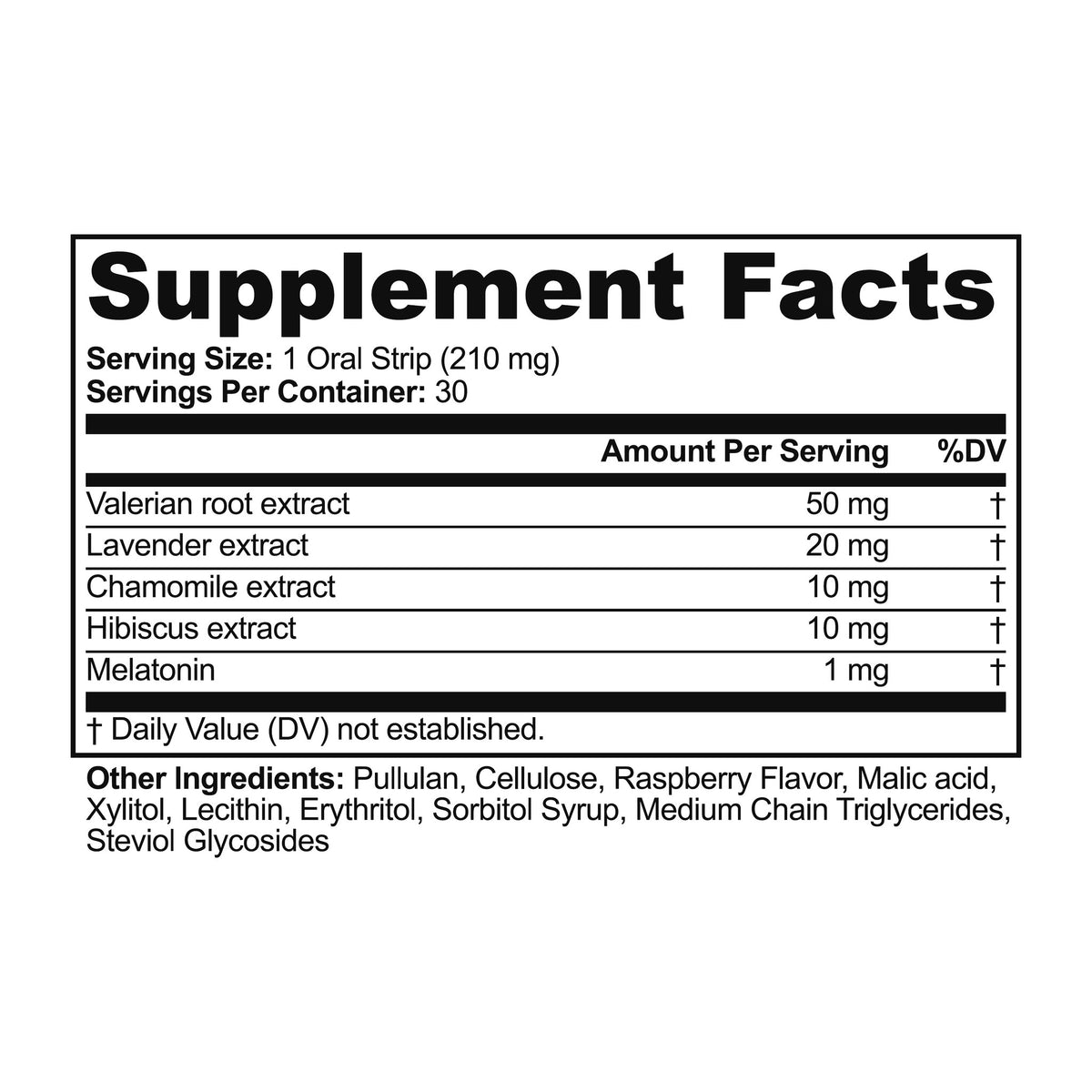 Sleep Strips Supplement Facts